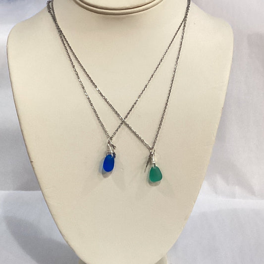 Beach Glass Necklace w/charm